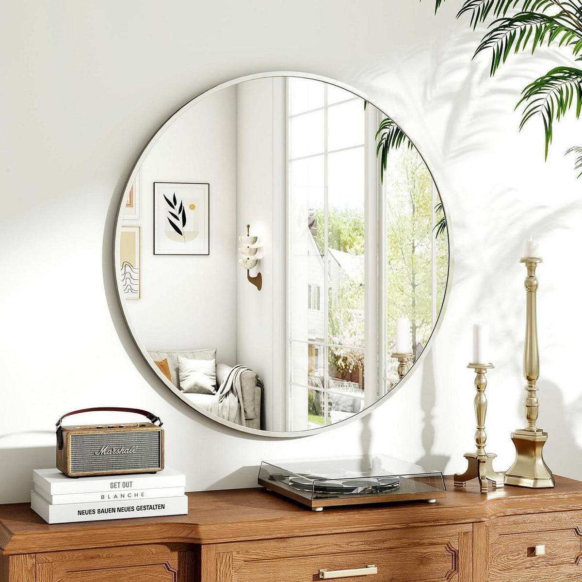 Runder Wandspiegel 70cm Metall Silber – Modern & Elegant