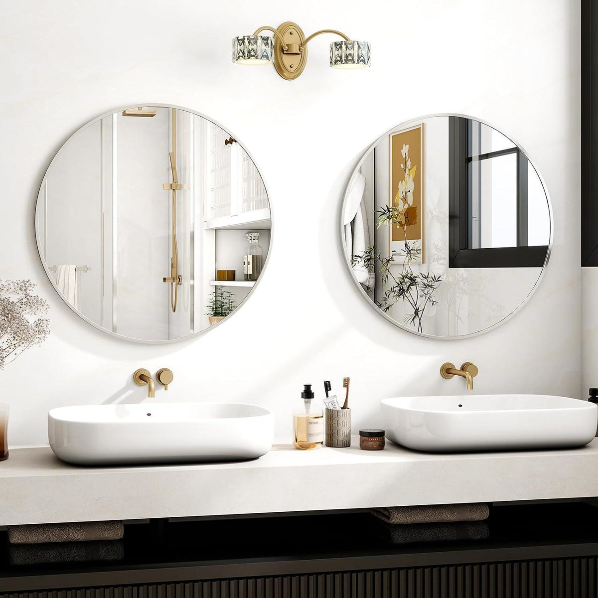 Runder Wandspiegel 70cm Metall Silber – Modern & Elegant