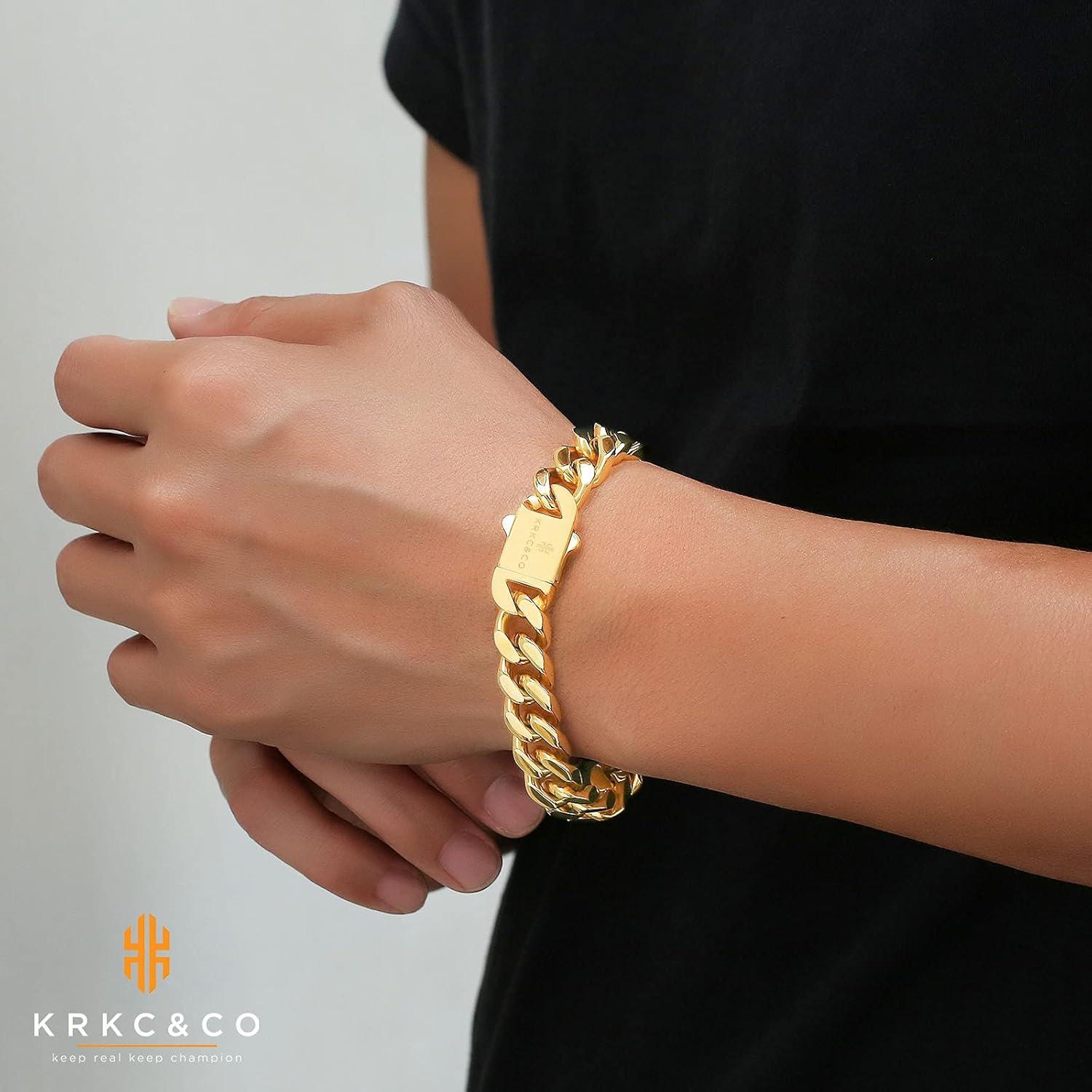 Hochwertiges Cuban Armband 18K Gold/Weißgold beschichtet 12mm