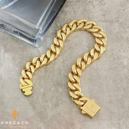 KRKC&CO Cuban Armband Herren 12mm 18K Gold Panzerkette 19cm