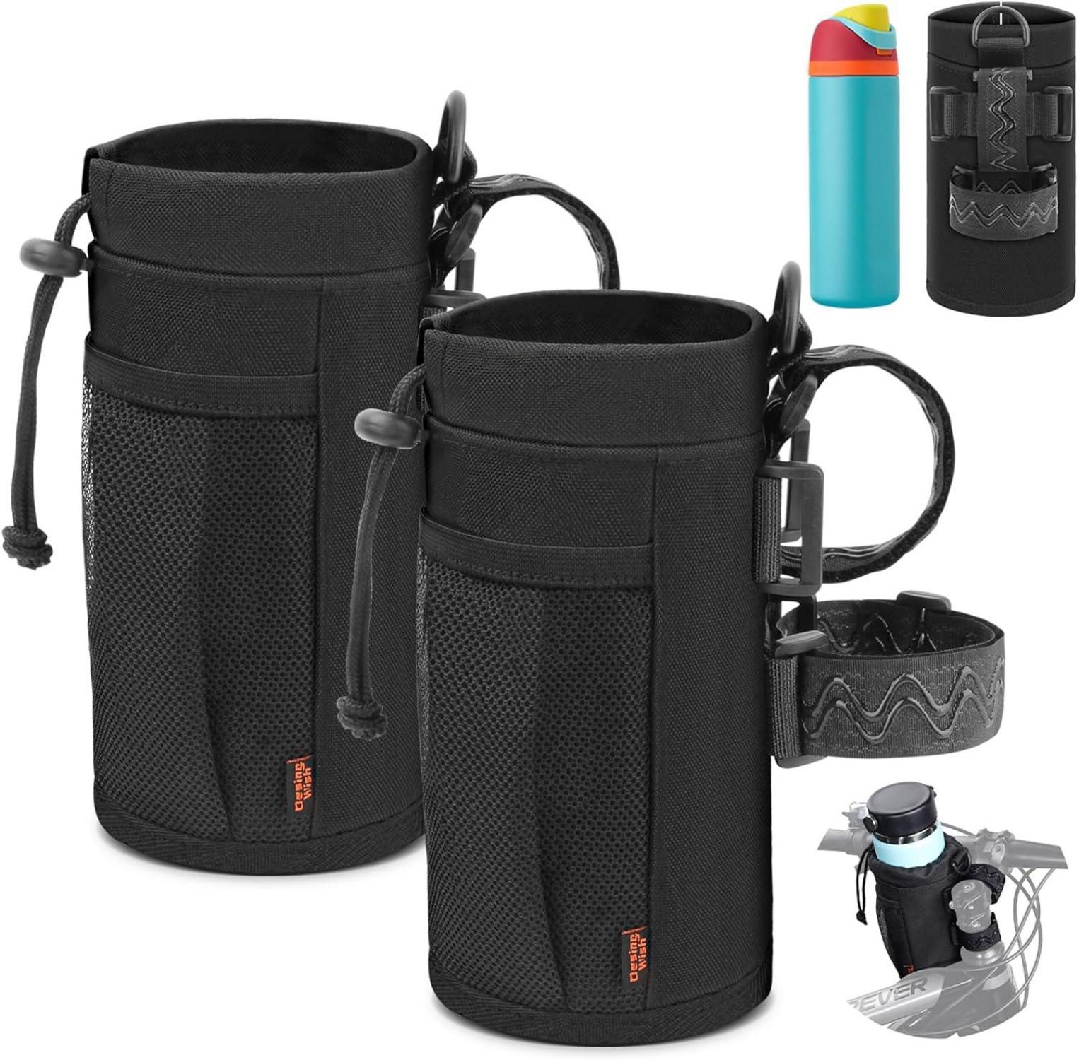 Fahrrad Flaschenhalter 24oz Getränkehalter Netztasche Schwarz 2er Pack