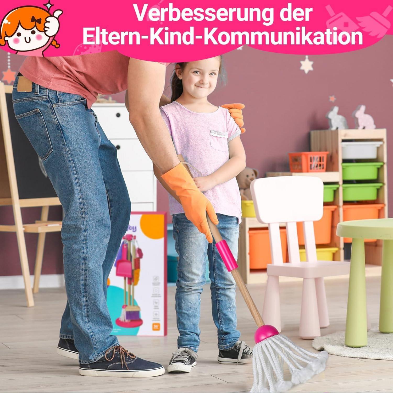 Kinder Putzset Spielzeug 8-Teiliges Reinigungs Set für Mädchen Jungen