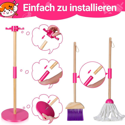 Kinder Putzset Besen Mop Kehrschaufel Spielzeug Geschenk, ab 3 Jahren