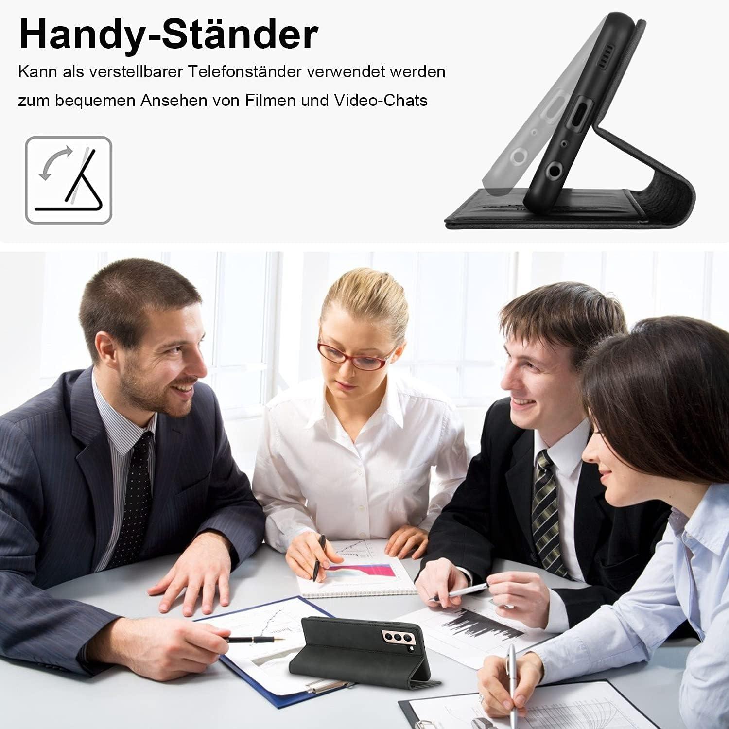 Samsung Galaxy S21 Handyhülle Leder Flip Wallet mit Schutzfolie