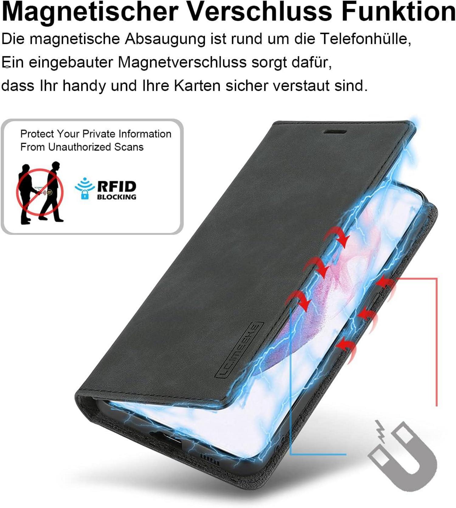 Handyhülle Samsung Galaxy S21 Leder Klappbar Flip Wallet 360 Stoßfest