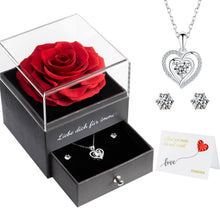 Ewige Rose Geschenkbox mit Halskette und Ohrringe, 925 Silber