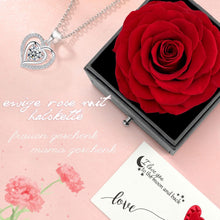 Ewige Echte Rose Geschenkbox mit Halskette und Ohrringe, Rot