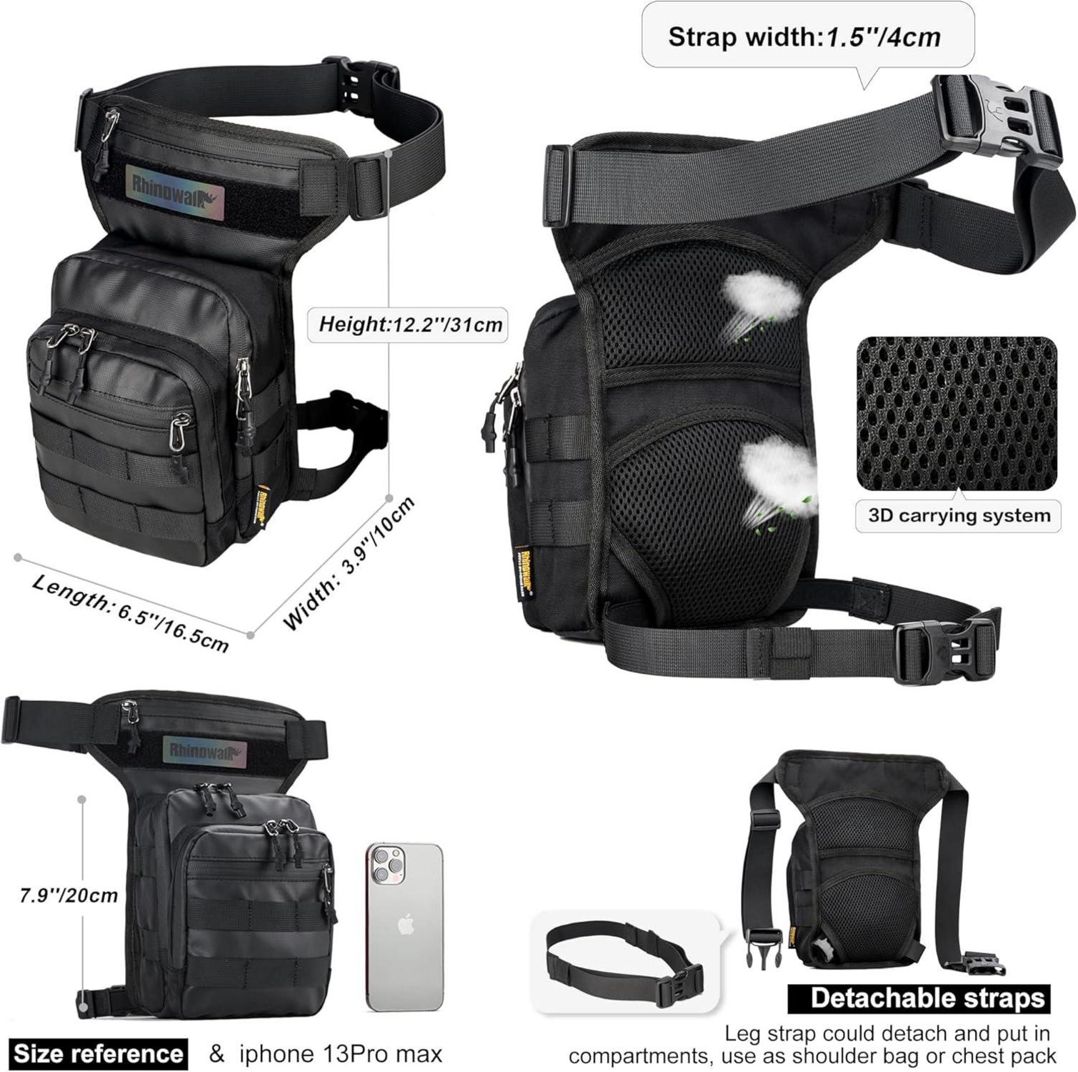 Rhinowalk Beintasche Oberschenkeltasche Multifunktionstasche Schwarz