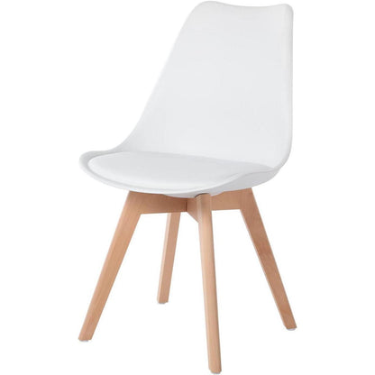 8 Esszimmerstühle Buche Holz, skandinavisches Design, weiß