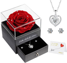 Ewige Rose Geschenkset mit Schmuck - 925 Silber - Kristallrot