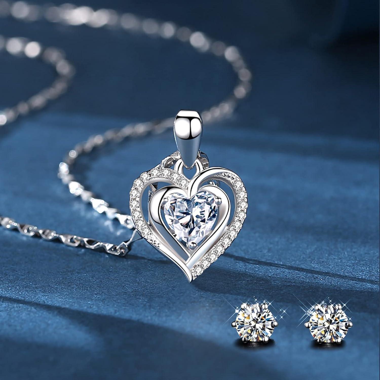 Ewige Rose Geschenkset mit Schmuck - 925 Silber - Kristallrot