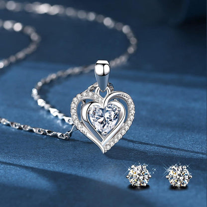 Ewige Rose Geschenkset mit Schmuck - 925 Silber - Kristallrot