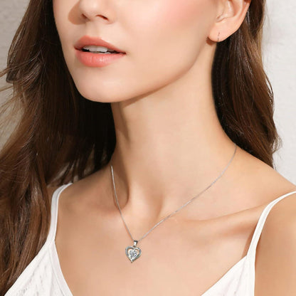 Ewige Rose Geschenkset 925 Silber Halskette Ohrringe Rot