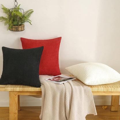 Kordsamt Kissenbezug Granulat Deko 2er Set 40x40 Beige