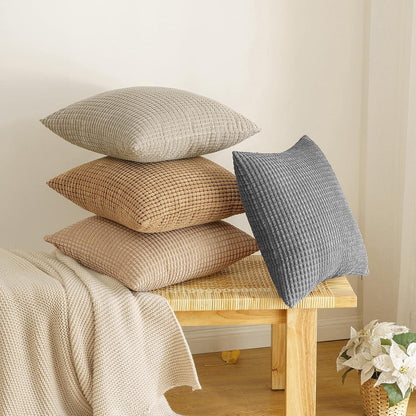 Weicher Kordsamt Kissenbezug 40x40 cm 2er Set Dunkelgrau