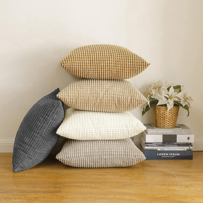 2er Set EMEMA Kordsamt Kissenbezug 40x40 cm Dunkelgrau - Dekorative Sofakissen