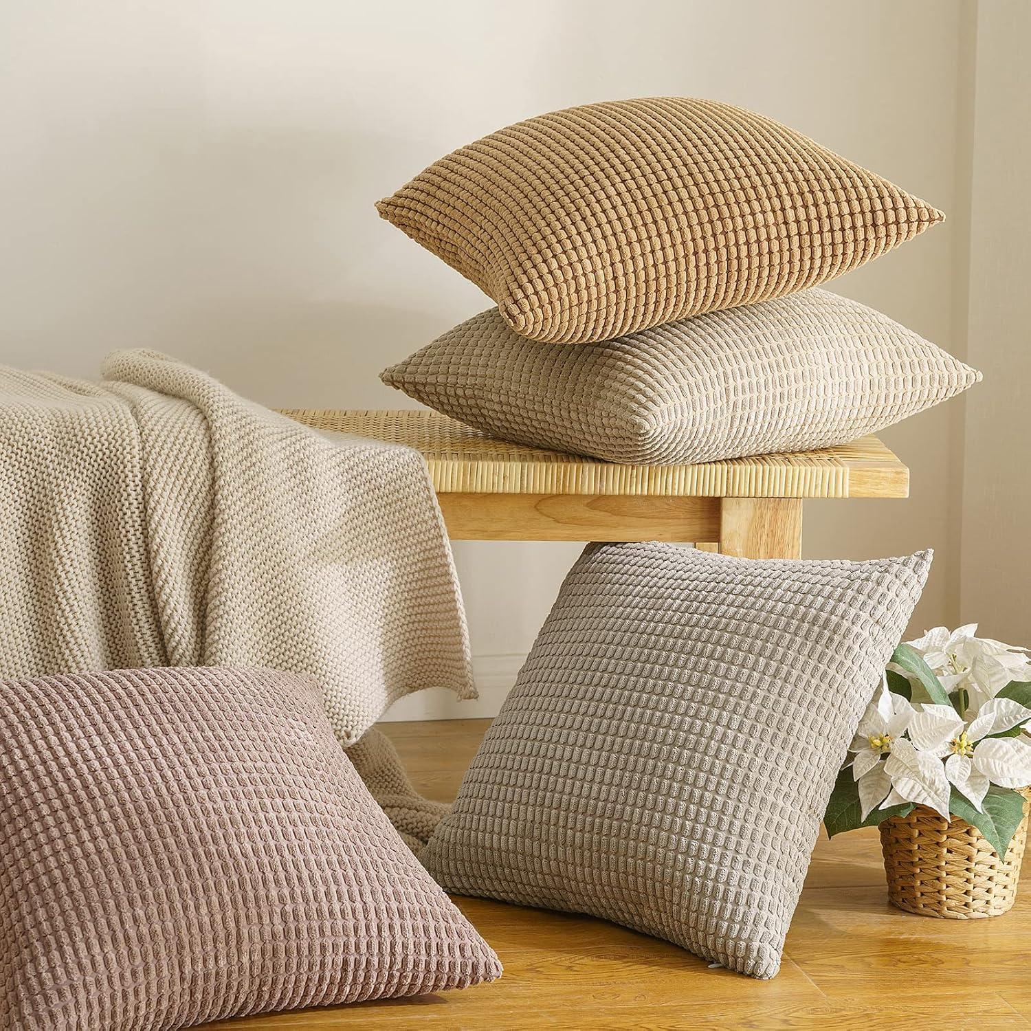Kordsamt Kissenbezug Granulat Deko 40x40cm Rosa Lila 2er Set