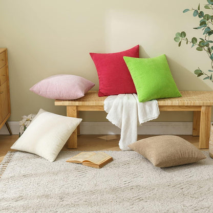 Kordsamt Kissenbezug Deko Sofakissen Bezug 40x40cm Beige 2er Set