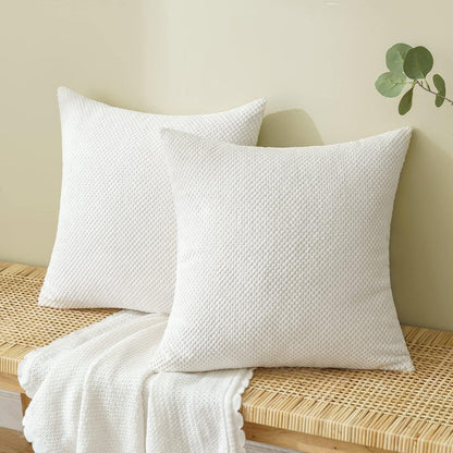 Kordsamt Kissenbezug 40x40 cm Weiß 2er Set Sofakissencover