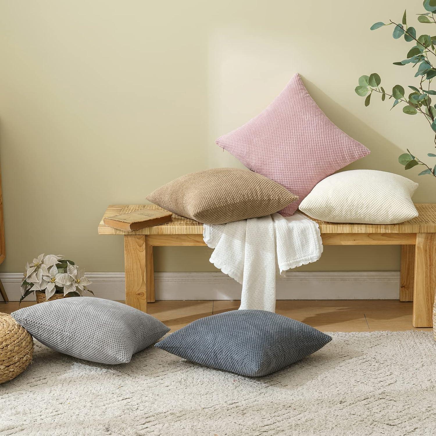 Kordsamt Kissenbezug Deko Granulat Couch Sofa Wohnzimmer 40x40cm 2er