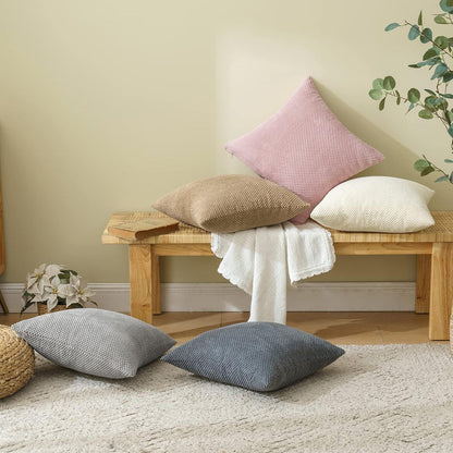 Kordsamt Kissenbezug Deko Granulat Couch Sofa Wohnzimmer 40x40cm 2er