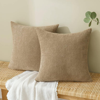 Dekorative Kordsamt Kissenbezüge Set 40x40cm Braun