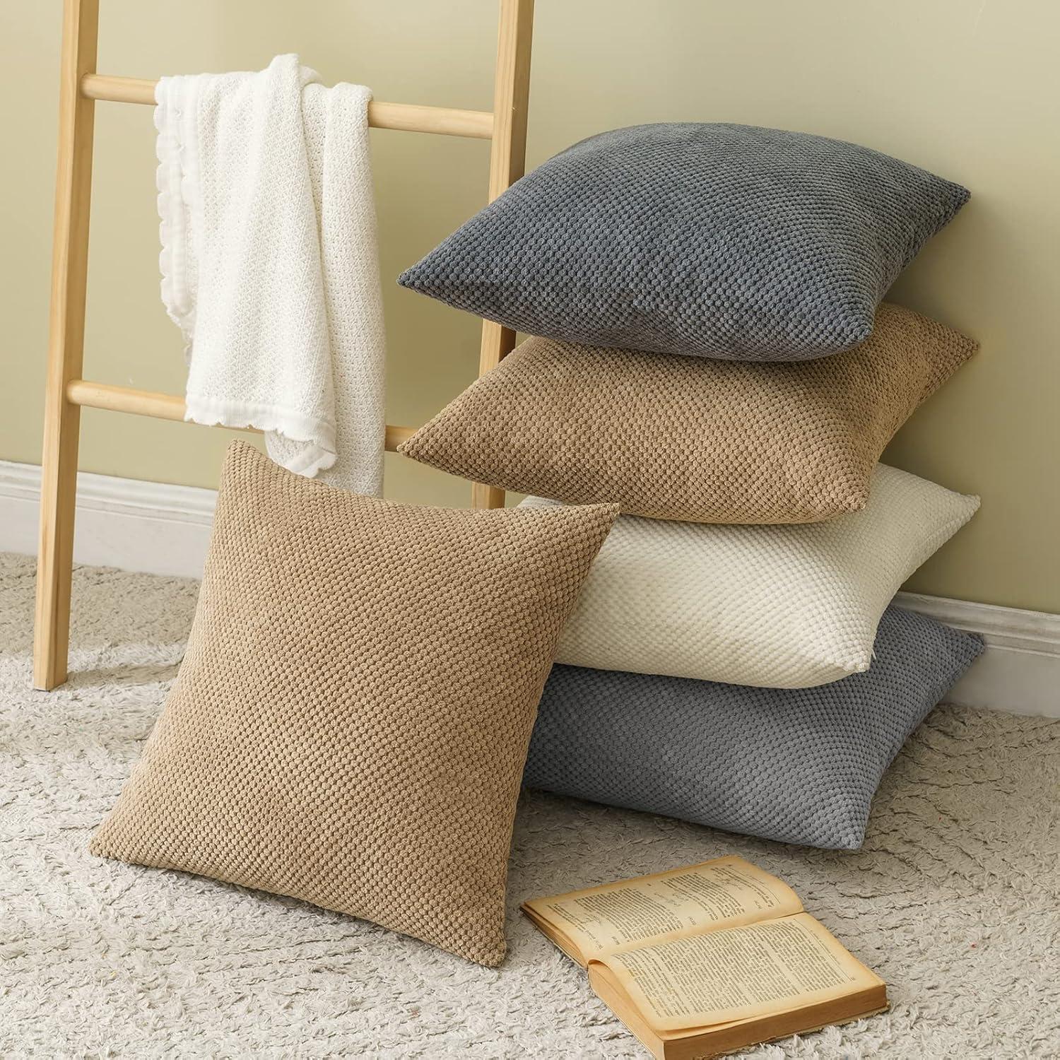 Kordsamt Sofakissenbezug 2er Set 40x40cm Braun - Dekorative Kissenhülle Couch Wohnzimmer