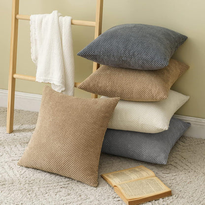 Kordsamt Sofakissenbezug 2er Set 40x40cm Braun - Dekorative Kissenhülle Couch Wohnzimmer