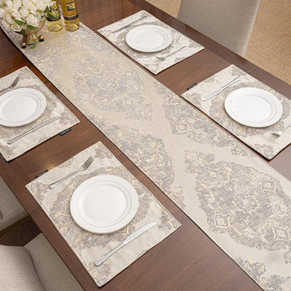 Tischläufer mit Quasten, Beige, 33x180cm – Jacquard Tischdeko