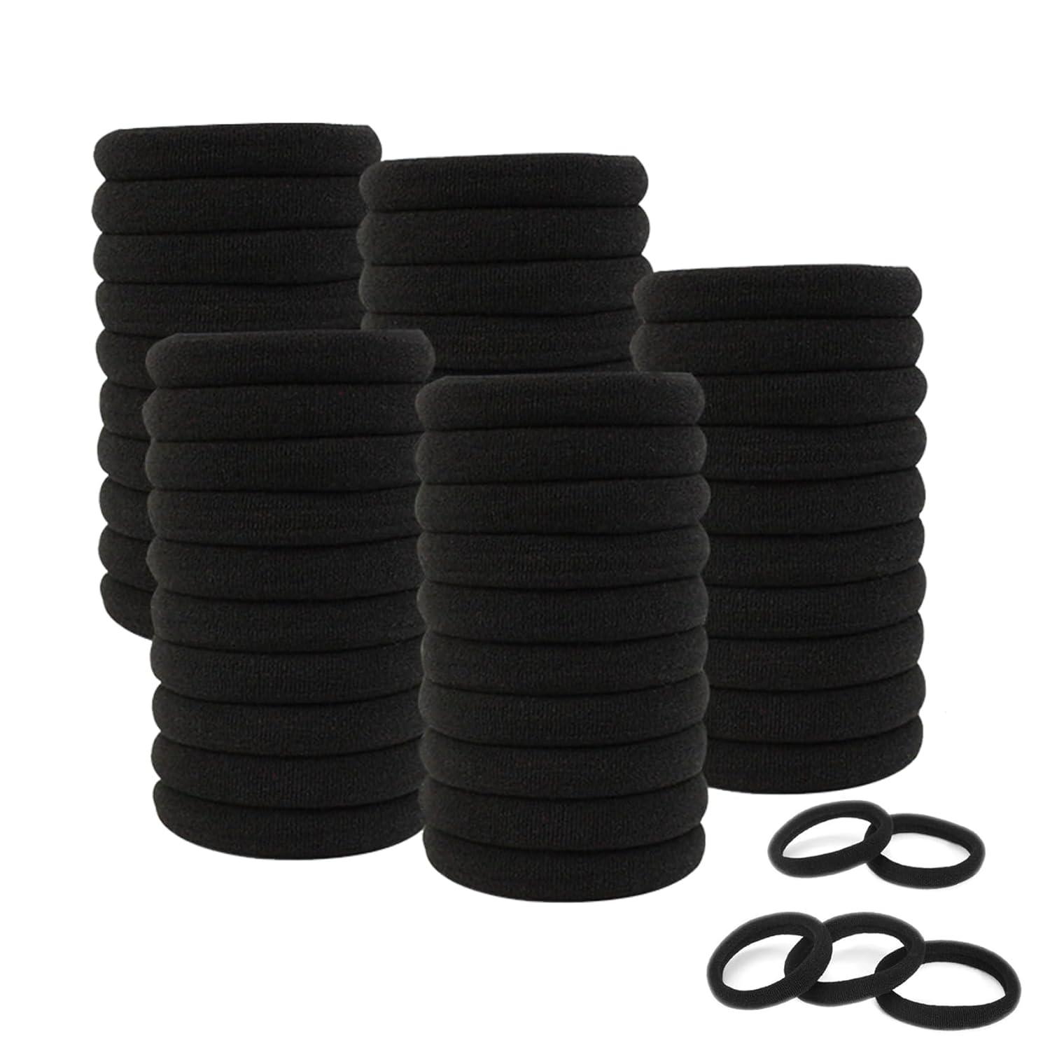 50er Packung Schwarze Elastische Haargummis Ohne Metall