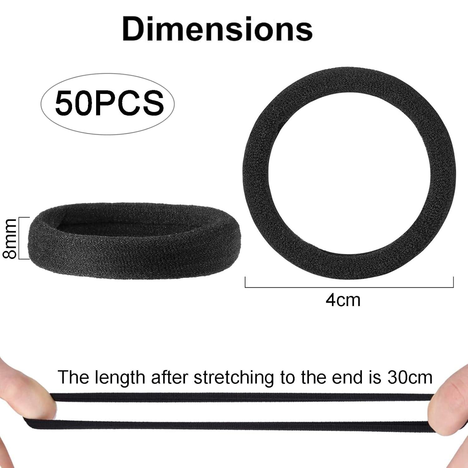 50er Pack Haargummis Schwarz - Elastische Gummibänder für