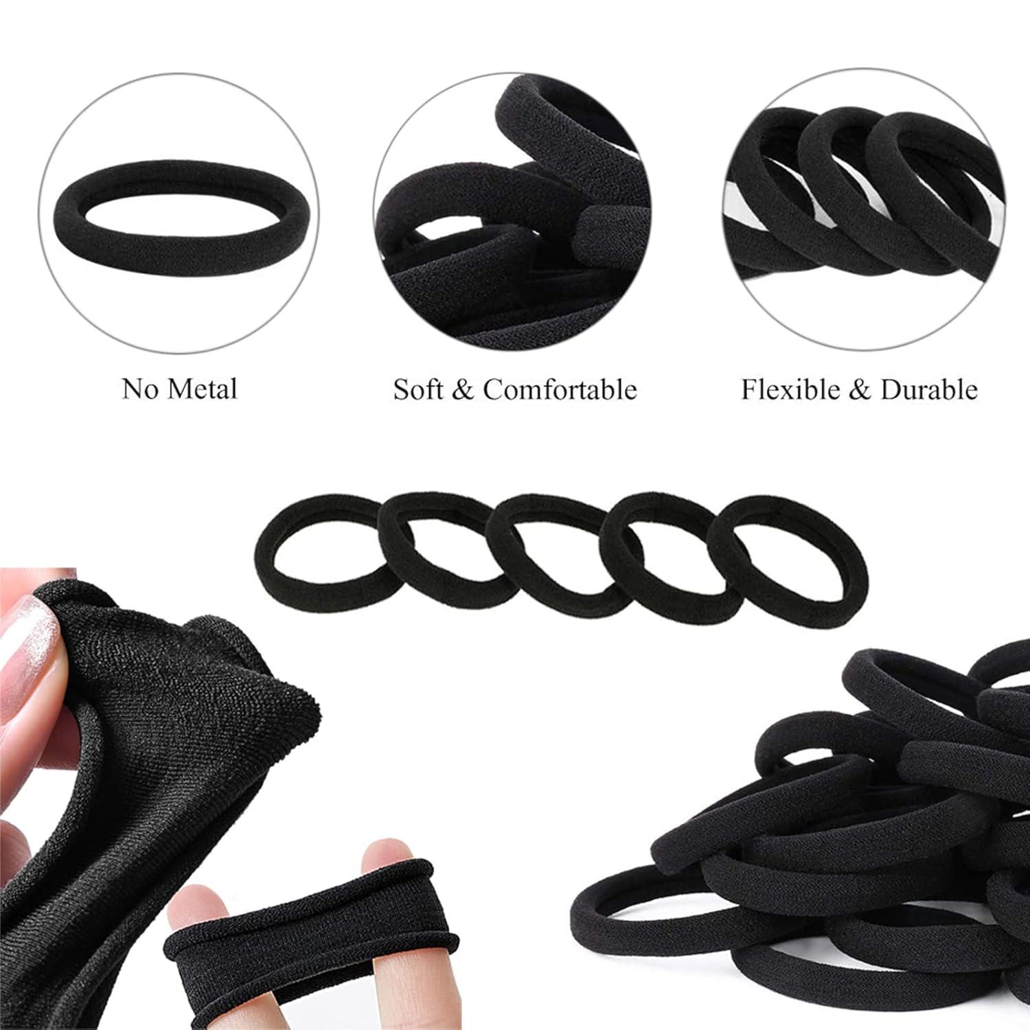 50er Packung Schwarze Elastische Haargummis Ohne Metall