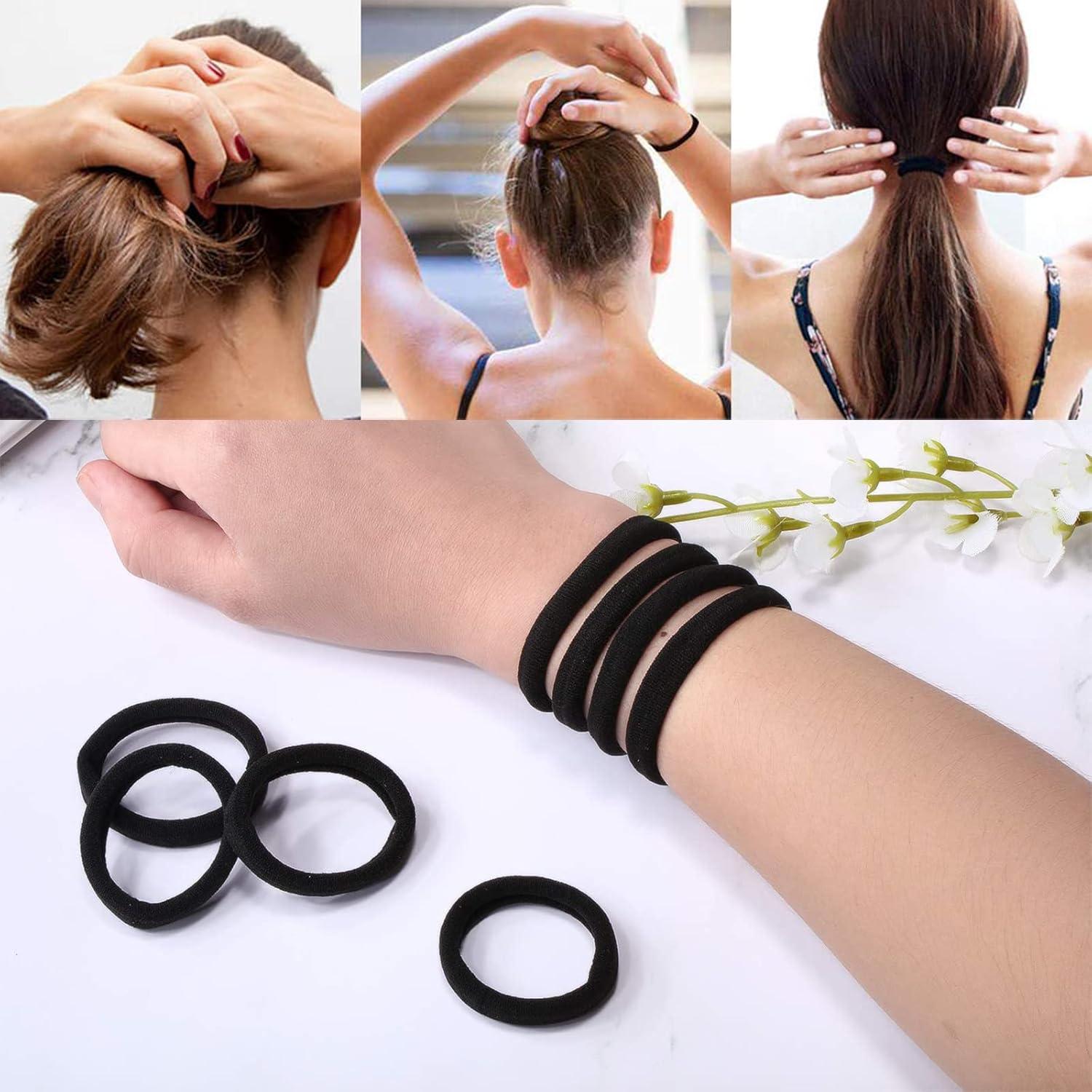 50 Stück Haargummis Schwarz Elastisches Haarband für Frauen Mädchen