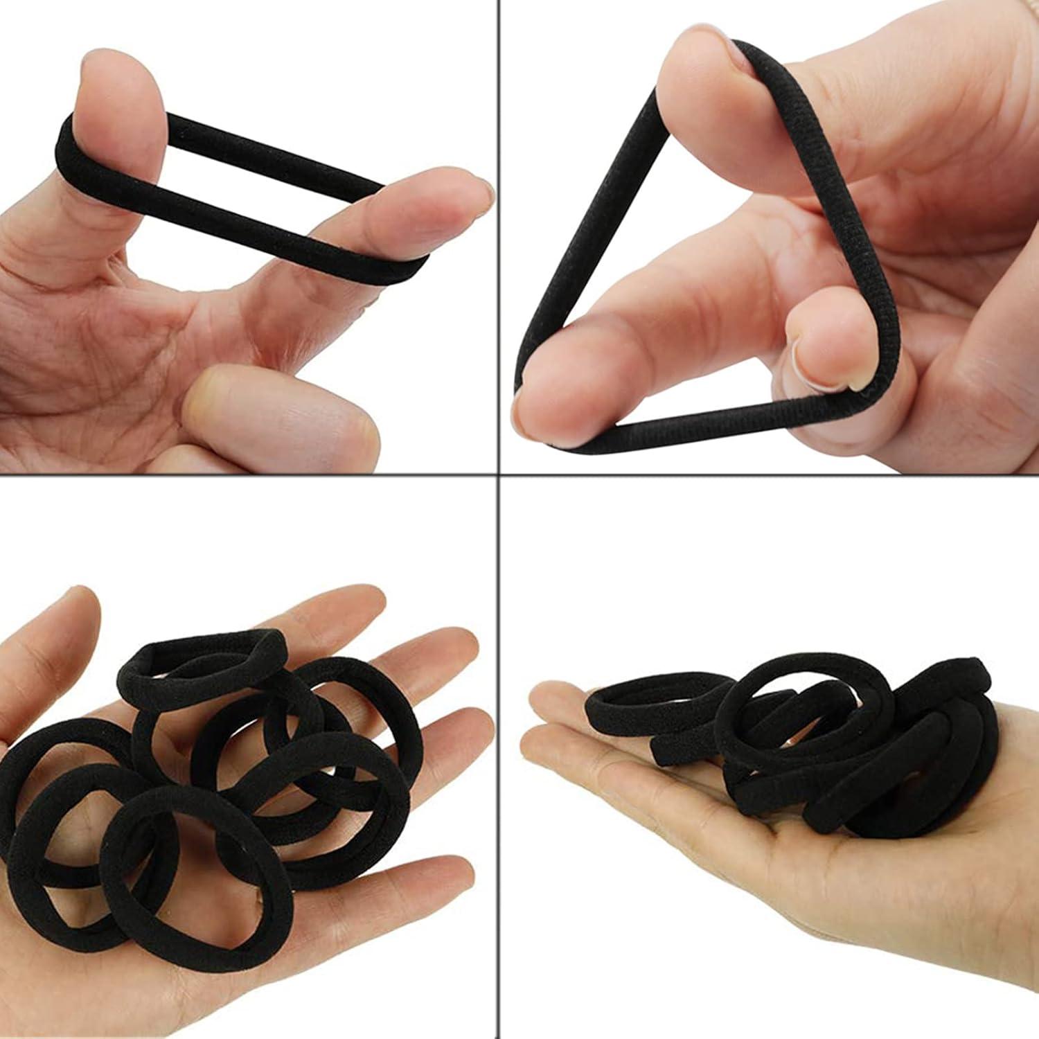 50 Stück Schwarz Haargummis, Gummibänder Ohne Metall, Elastische