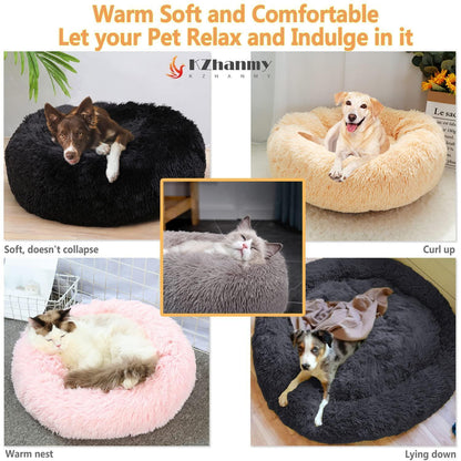 Rundes Hundebett Flauschig – Weiches Donut Kissen 90cm Beige