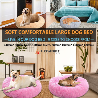 Rundes Hundebett Flauschig Rosa 2XL - 90cm