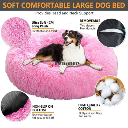 Rundes Hundebett Flauschig Rosa 2XL - 90cm