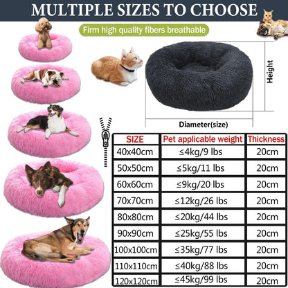 Rundes Hundebett Flauschig Rosa 2XL - 90cm