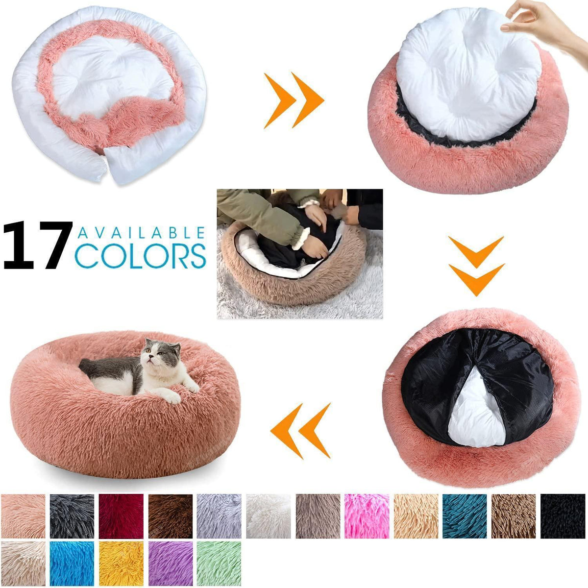 Rundes Hundebett Flauschig Rosa 2XL - 90cm