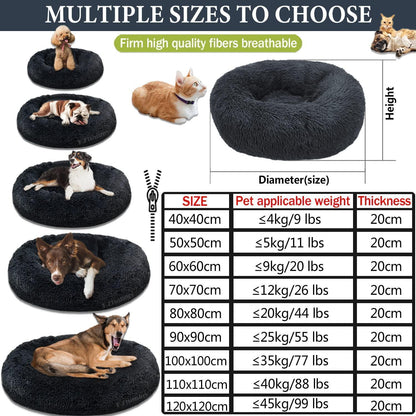 Rundes Hundebett Flauschig Grau 70cm - Kuscheliges Hunde Sofa
