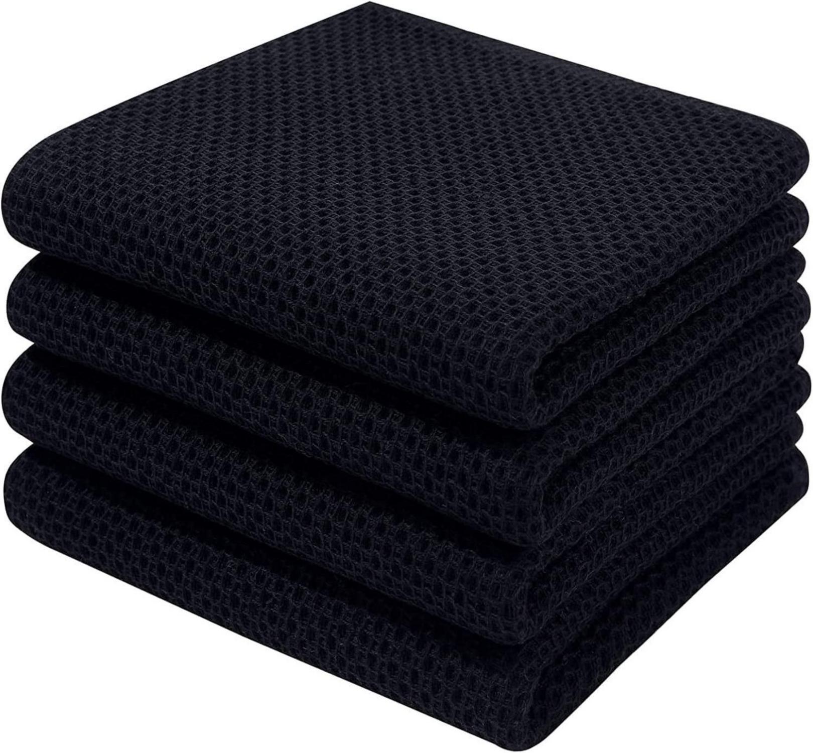 Geschirrtücher 4er Set Baumwolle Schwarz 32x72cm Premiumqualität