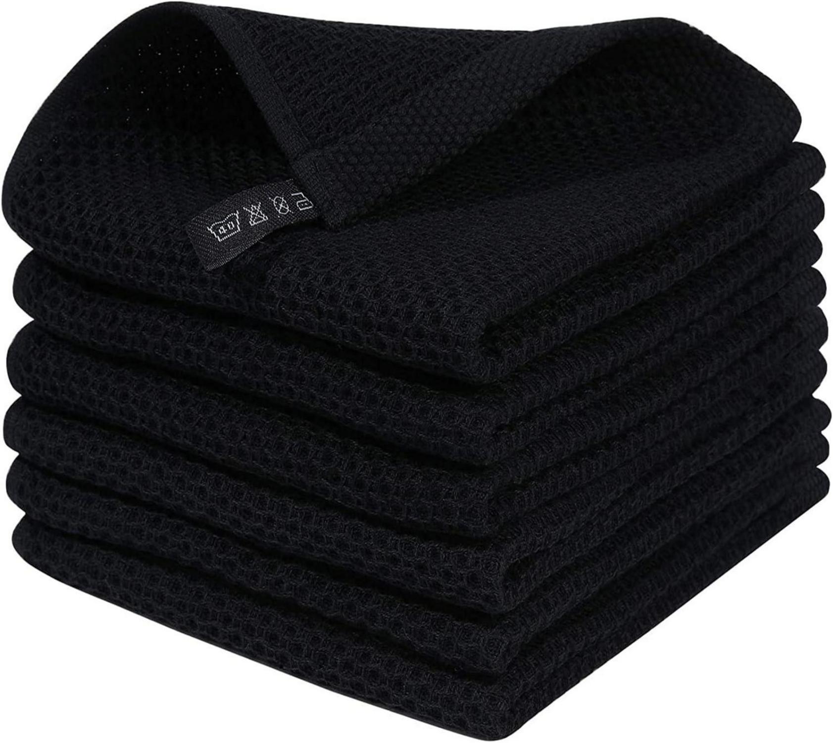 Geschirrtücher 100% Baumwolle 6er Set Schwarz 30 x 30 cm