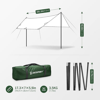 Bessport Tarp Zeltplane 3x4.6m Wasserdicht UV-Schutzplane