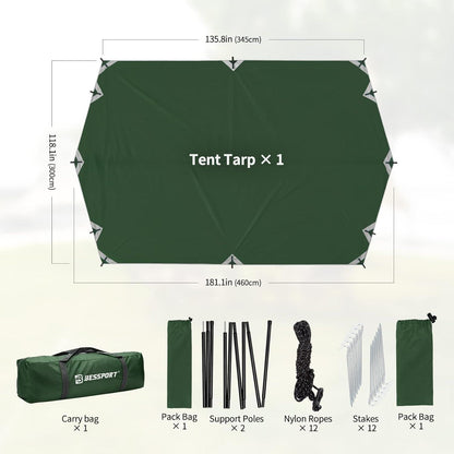 Bessport Tarp Zeltplane 3x4.6m Wasserdicht & UV-Schutzplane