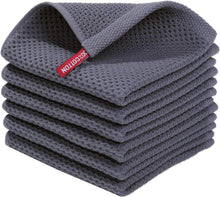 Geschirrtücher Set 100% Baumwolle Saugfähig Dunkelgrau 30x30cm (6
