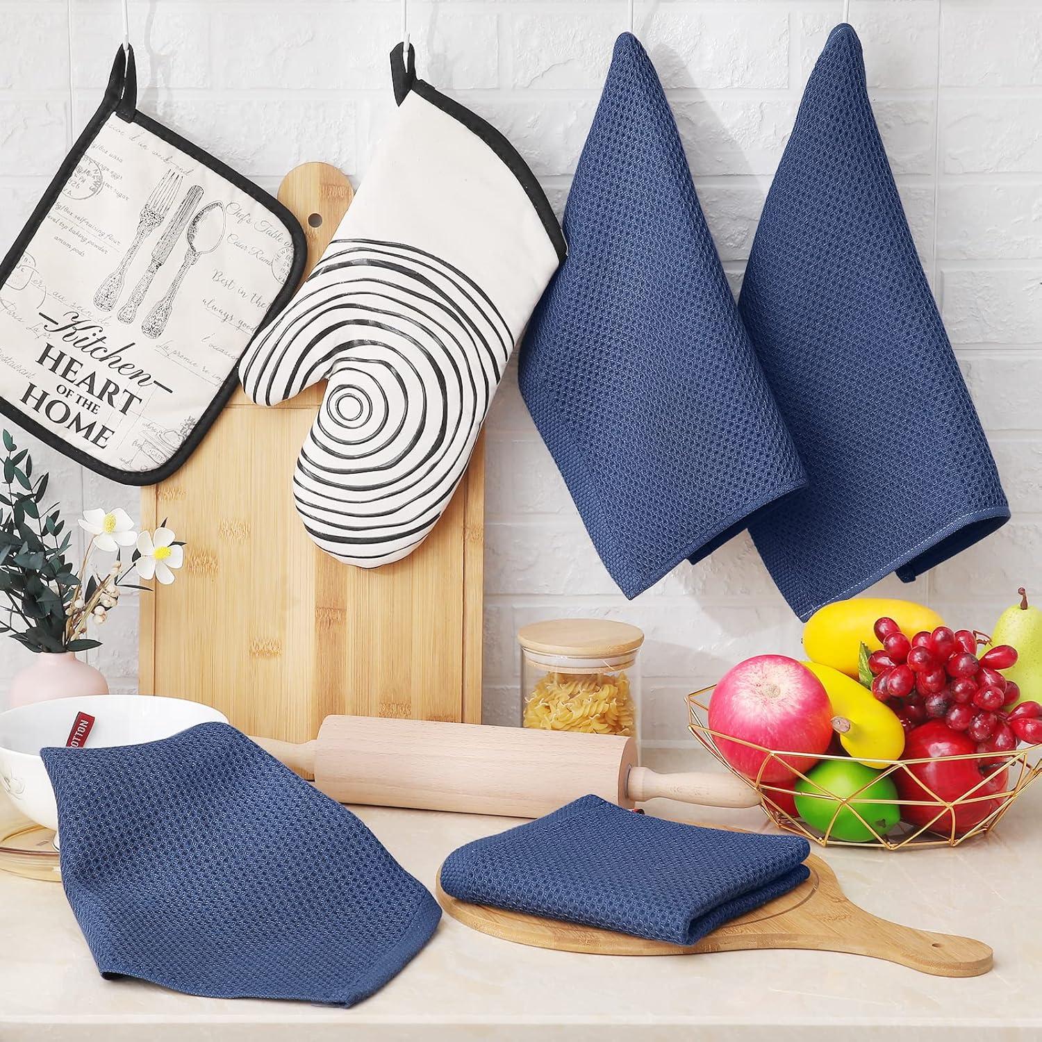 Geschirrtücher 6er Set 100% Baumwolle 30 x 30 cm Blau Premium