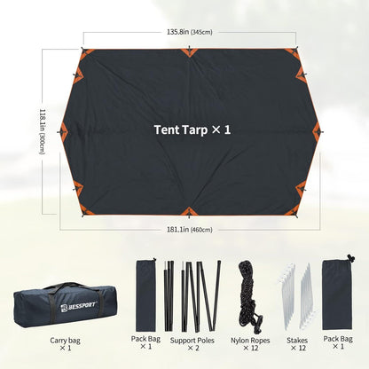 Ultraleichtes Bessport Tarp Zeltplane 3x4.6m Wasserdicht mit Stützstange