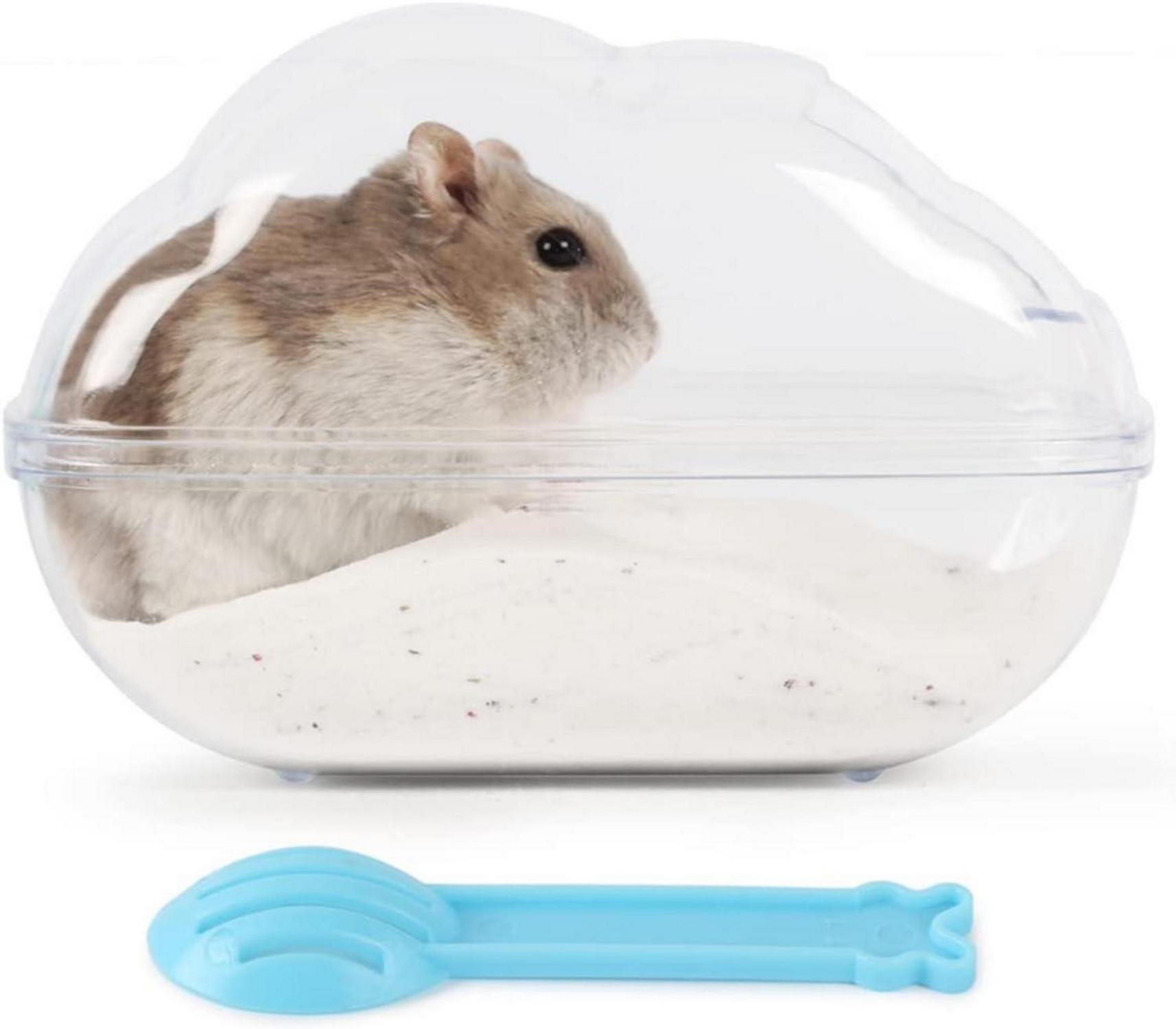 Hamster Sandbad Sandkasten Toilette mit Schaufel Transparent