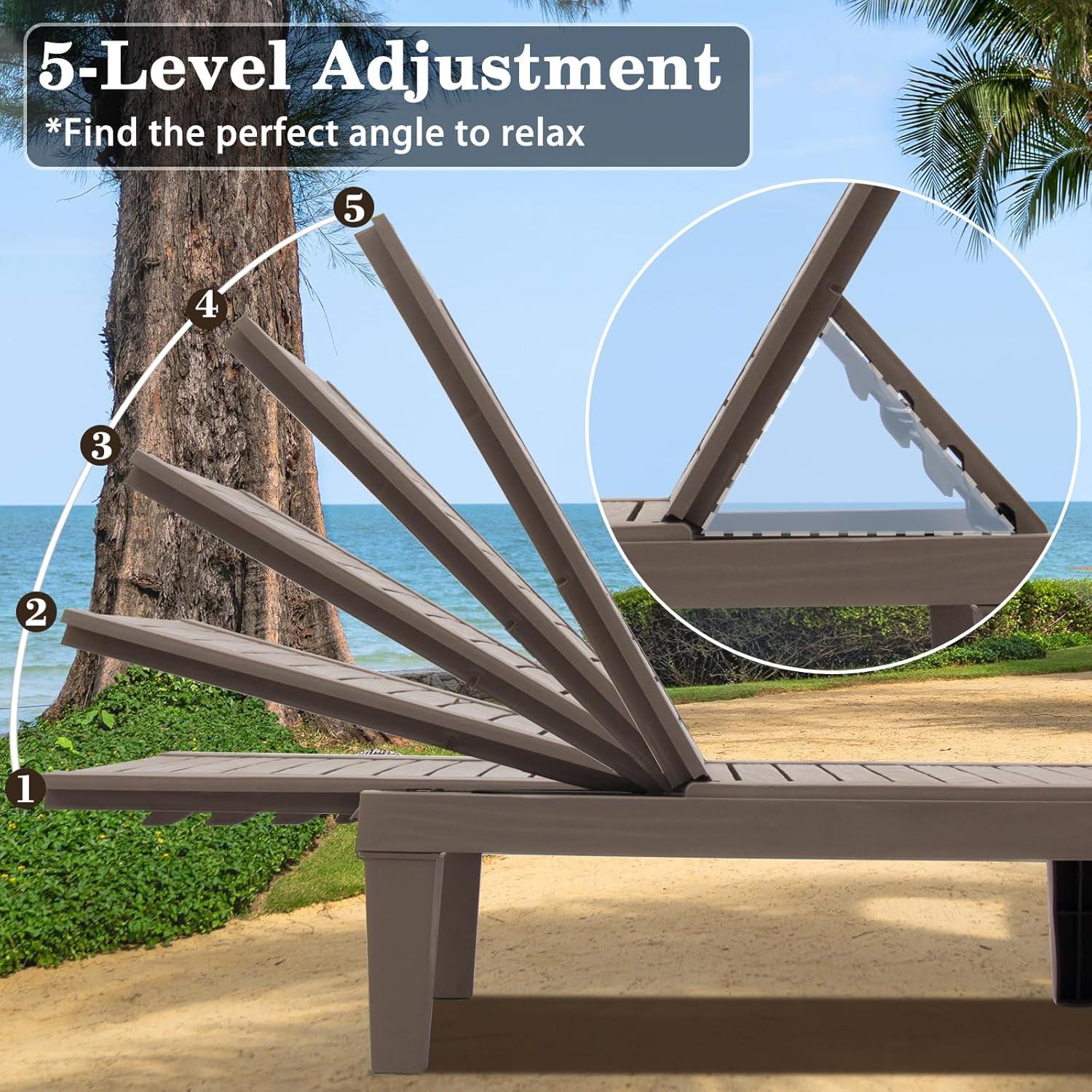 Outdoor-Lounge-Stuhl wasserdicht und verstellbar, Grau