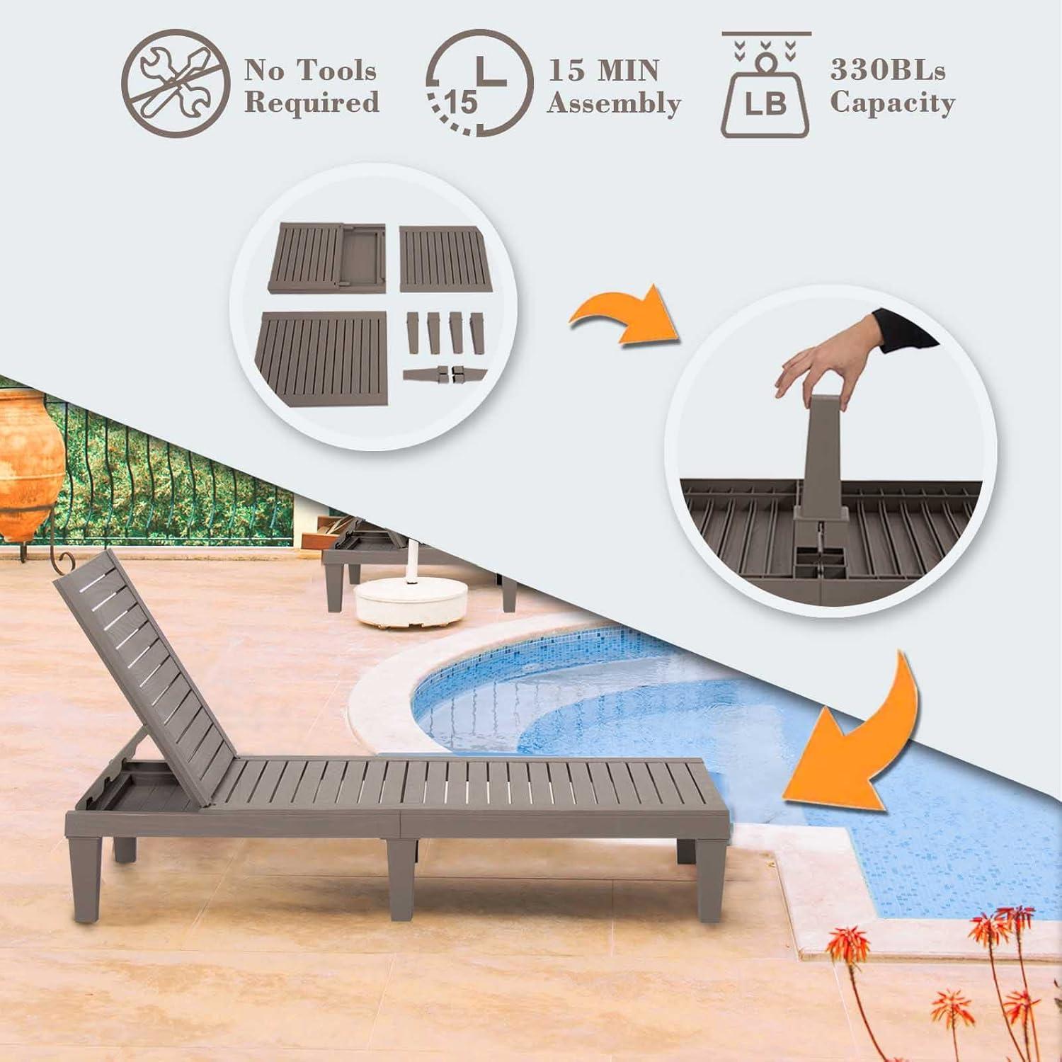 Outdoor Lounge Stuhl Chaiselounge wasserdicht höhenverstellbar Grau